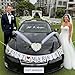 Heart-Shaped Wedding Car Hood Decoration with Angel Wing Design –2 Rearview Artificial Flowers, White Tulle Ribbons & Just Married Decal Set
