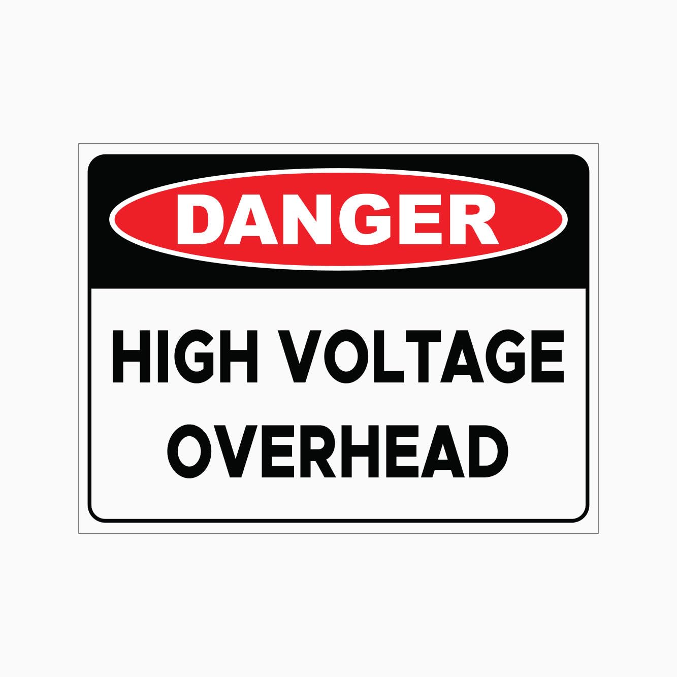 Danger High Voltage Overhead Sign L9682, 12x8 Inch Metal Tin Sign, Outdoor Electrical Warning Sign