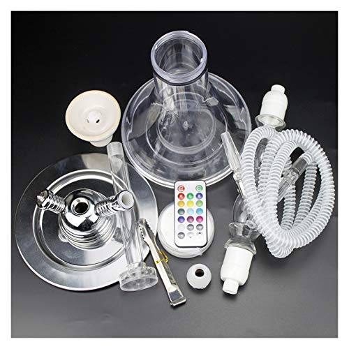 XIAOFANG Transparentes Shisha-Set mit 1 Schlauch, LED-Licht, Keramik, Wasserpfeifenschüssel, Nargile für Sheesha… – Bild 4