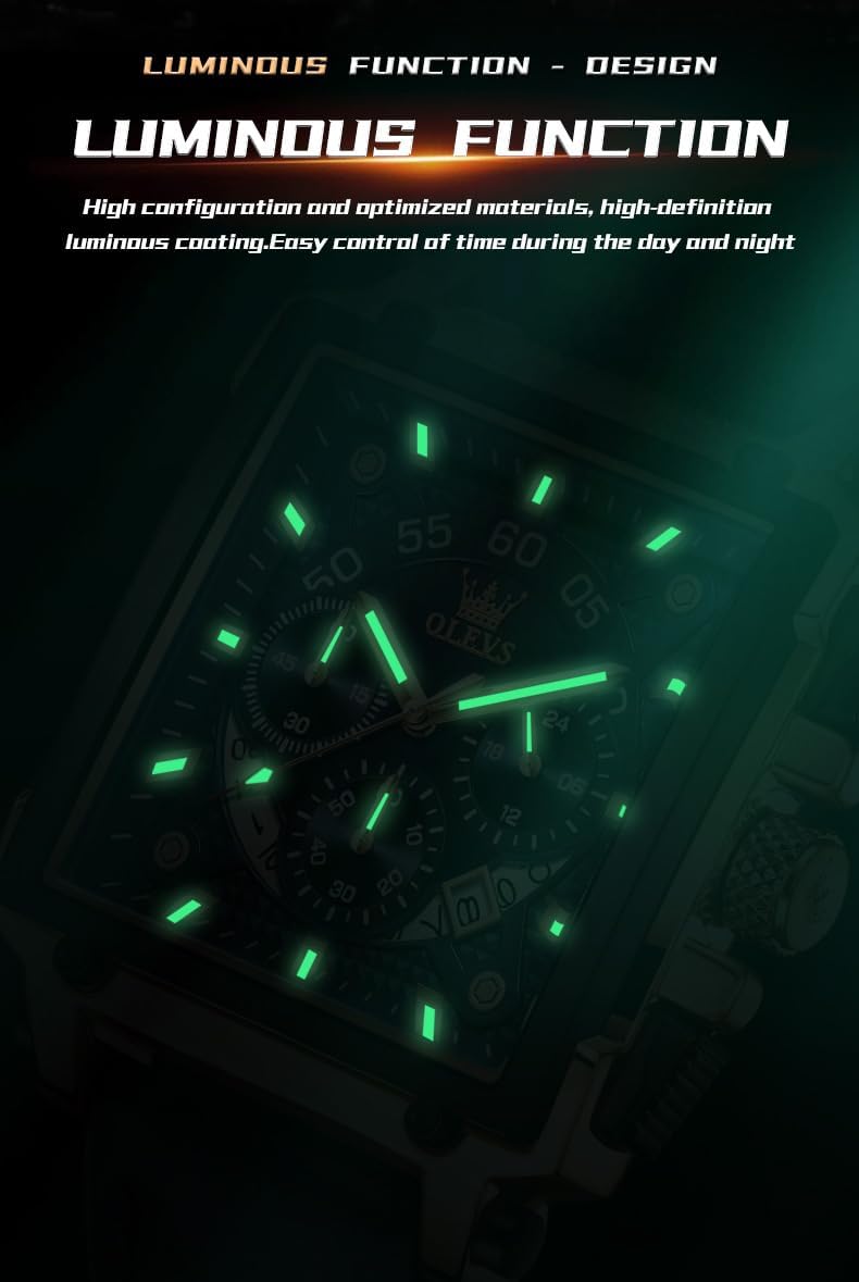 OLEVS Stylish Wrist Watch for Men,Silicone Strap Men Watches,Pro Diver Stainless Steel Chronograph Watch,Waterproof Date Dress Watch for Man,Large Face Male Watch - Image 8