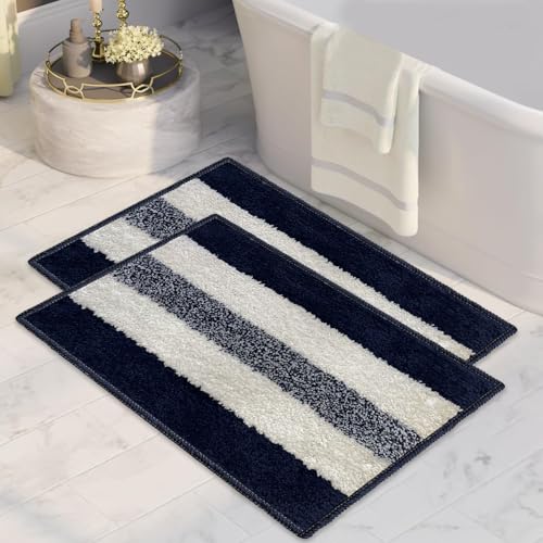 Image of CANWAY 1100 GSM Rectangular 2 Pieces|50 x 35 cm| Anti-Skid Microfiber Bathroom Door Mat, Water Absorbent Floor Mat|Blue