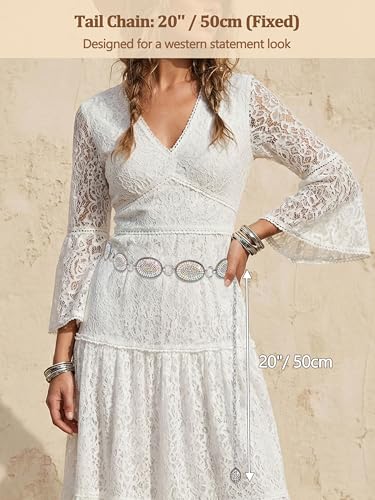 Image of Rhinestone Concho Belt for Women, Western Cowgirl Crystal Chain Belt for Country Concert Party Outfit