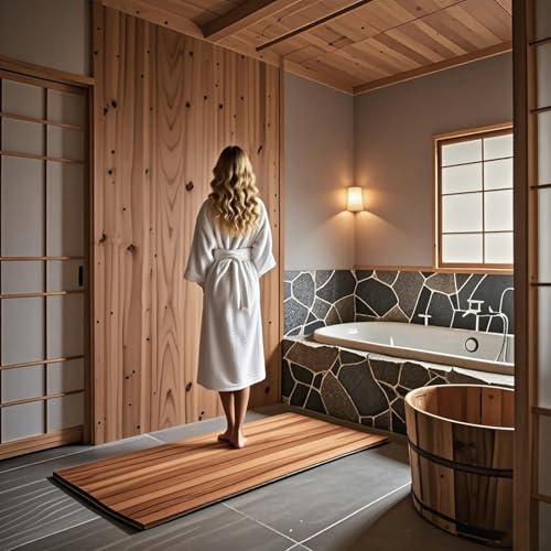 Original spa Teak Bathtub and Shower mat, Size(64×69cm/25in×27in) 1.4 in