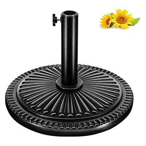 FRUITEAM 12kg Umbrella Stand 18" Heavy Duty Patio Market Round Base Outdoor Patio Patio Yard Pool Living Stand Fits Standard Pole Sizes Black Cover
