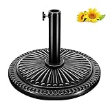 FRUITEAM 26.5lbs Umbrella Base, 18' Heavy Duty Patio Market Round Base Outdoor Table Umbrella Deck Porch/Yard/Pool Living Stand, Fits Standard Pole Sizes, Black