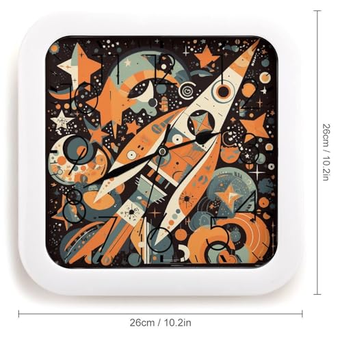 Horloge murale de cheminée fusée spatiale pour salon rétro - 3
