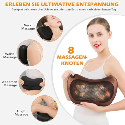 Image of DEVU Enterprise Shiatsu Back & Neck Massager with Heat | Deep Tissue Electric Massage Pillow for Pain Relief - Home, Car & Office Use