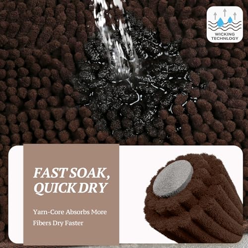 Image of VIVAGLORY Dog Door Mat Absorpmax Dog Rug for Muddy Paw, Mat for Muddy Paw Door Indoor Floor Entryway, Waterproof Washable & Water Absorbent Dirt Trapper, 31 inch x 20 inch, Brown