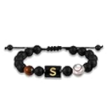 KLIFOWDY Easter Basket Stuffers-Baseball Gifts for Boys Men Coach Team Kids Player Initial with A-Z Letter Baseball Beaded Bracelets Party Favors Accessories Adjustable 5.5''-10'' Jewelry Gifts