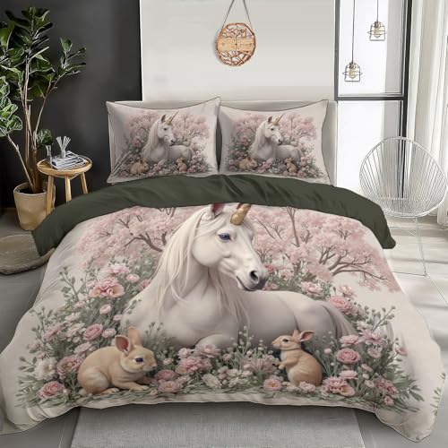 Housse de couette 200x200cm imprim&eacute;e 3D microfibre ultra douce d&eacute;cor de pins
