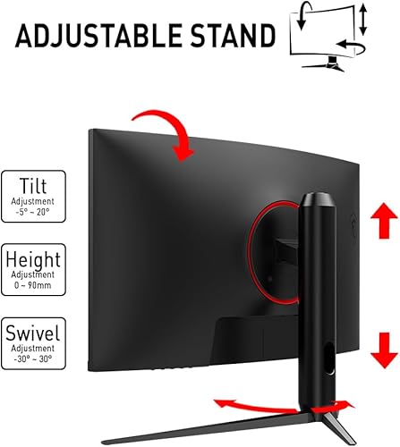 Miniatura 7 de MSI G271CP, Monitor para juegos de 27", 1920 x 1080 (FHD), VA, 165Hz, FreeSync Premium, HDMI, Displayport, inclinación, giratorio, altura ajustable,