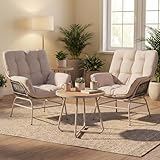 2er-Set Loungestuhl HWC-P75, Loungesessel Relaxstuhl, Stoff 220g/m² Poly-Rattan Metall - hellgrau, Polster beige