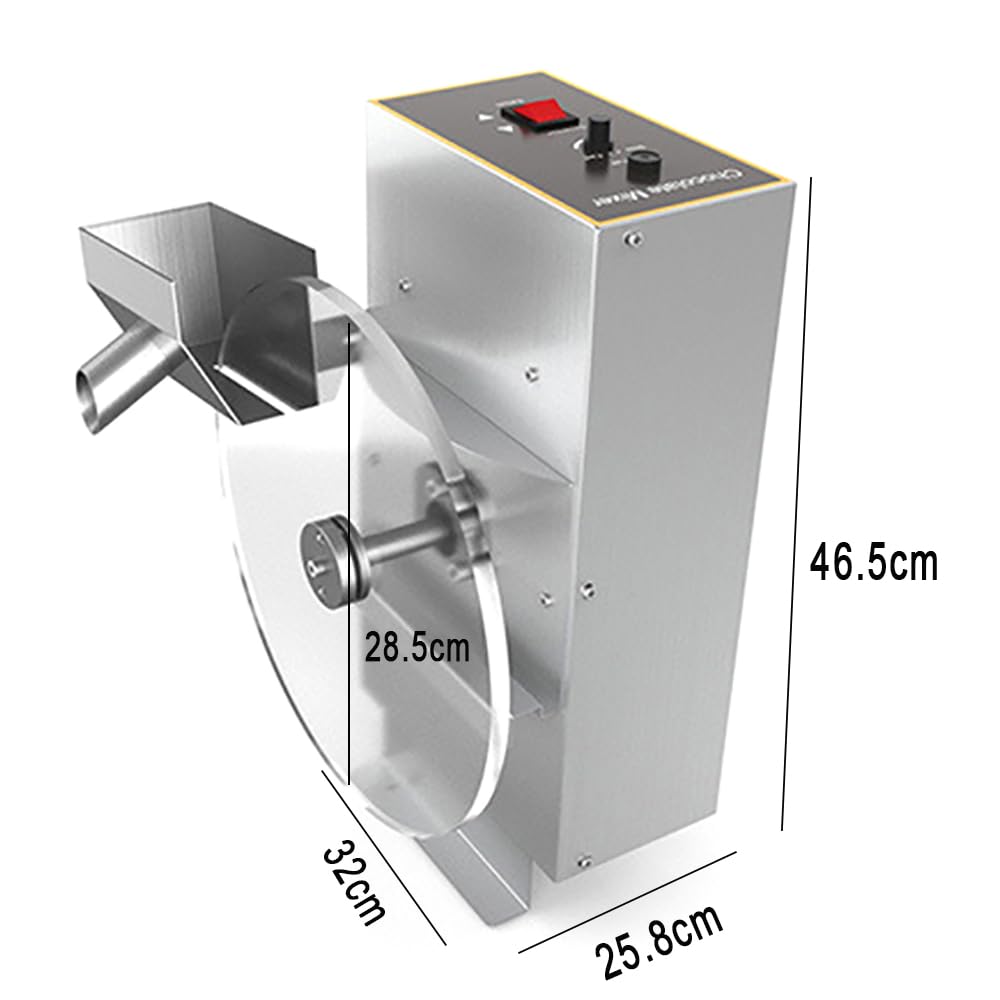 Macchina per miscelatore a ruota per cioccolato, macchina per fondere il rivestimento del cioccolato con piatto girevole da 28,5 cm, velocità 35 ~ 55 giri/min regolabile e 0 ~ 85 ℃, riscaldata e