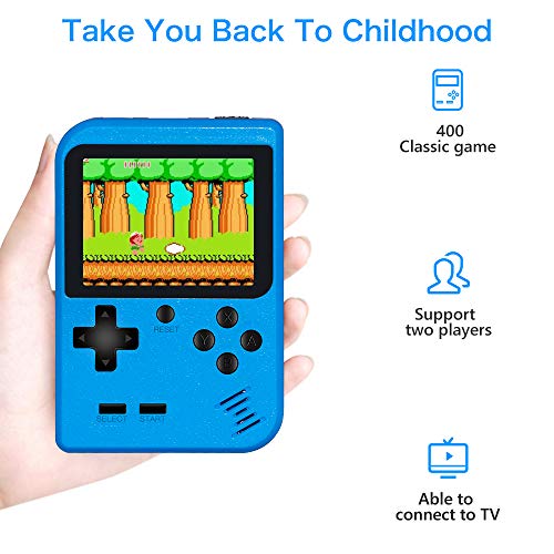 Handheld Game Console, Retro Mini Game Player with 400 Classical FC Games Support Connecting TV & Two Players for Kids Adult Gifts