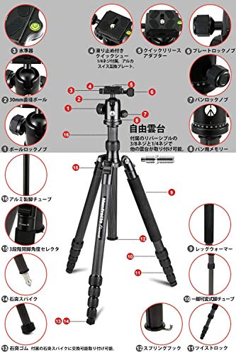 Manfrotto MKELEB5CF-BH, Element Big Traveller Tripod with Ball Head, Carbon Fibre, for Compact System Camera, DSLR, Mirrorless, Payload 8 kg, Switch to Monopod