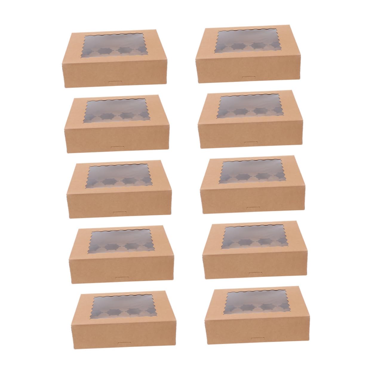 PRETYZOOM Multipurpose Kraft Paper Cupcake Boxes 10-pack Storage for Muffins Cupcakes Pastries