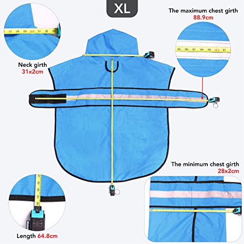 Ezierfy Reflective Dog Rain Coat - Waterproof Adjustable Pet Raincoat Jacket, Lightweight Dog Hooded Dog Rain Coat Poncho For Small To X- Large Dogs And Puppies (Blue, X-Large) #TOP5