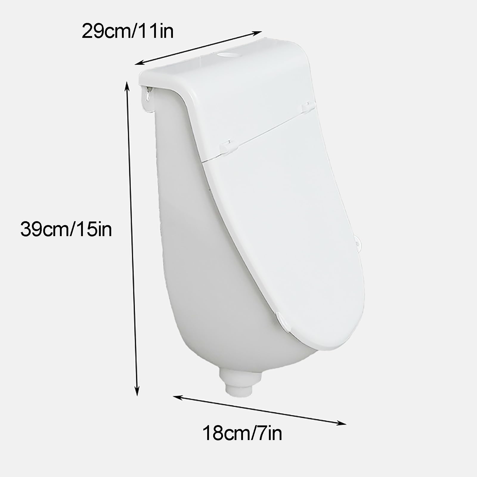 Urinal mit Deckel Wandmontiertes Urinale für Herren, Badezimmer, Garage, Erwachsene, Kunststoff-Urinal Spülventil und Schlauch, Außentoilette, Urinabscheider(White)