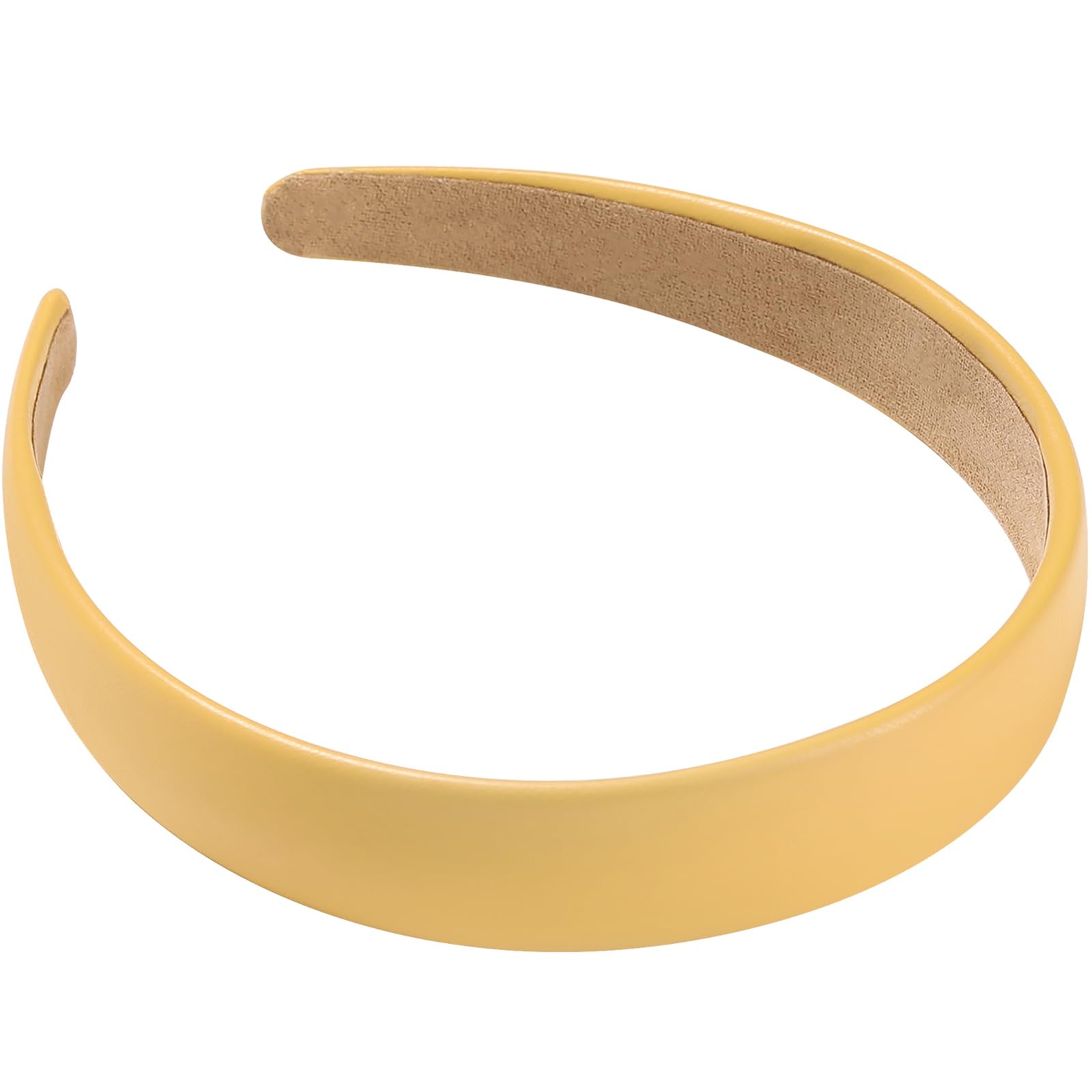 WantGor 1 Zoll PU Leder Stirnband, breite gepolsterte Haarband Mode Haarbänder niedliche Frauen Stirnbänder Urlaub DIY Haarzubehör (Gelb, M)