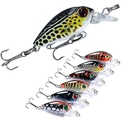 Mini Señuelos De Pesca Crankbaits Señuelos de Pesca,Cebos Duros, Anzuelos Triples,Señuelos de Pesca Spinning Mar Flotante 3D,con Caja de Aparejos,Cebos de Pesca Mar Rio, para la Pesca de Trucha, Lubina, Lucio, etc