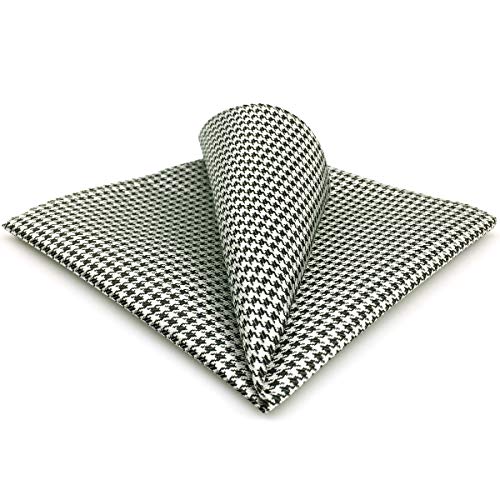 SHLAX&WING Checked Black White Handkerchieves Mens Pocket Square Silk Hanky