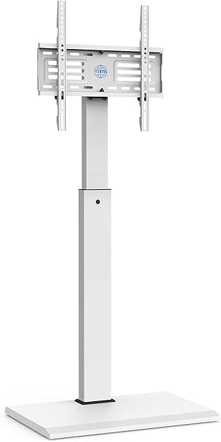 FITUEYES White Tall TV Floor Stand with 25mm Iron Base for 27-55 Inch TV, 60° Swivel & 8 Height Adjustment Tall TV Stand, Floor TV Stand Holds 40kgs Max. VESA 400x400mm