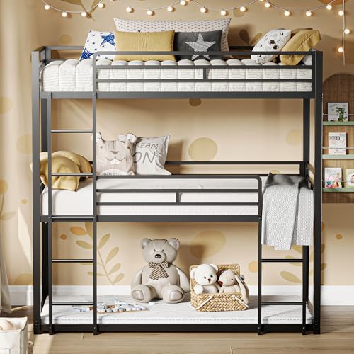 Condition photo showing New/Like New for likimio triple bunk bed twin over twin over twin, black