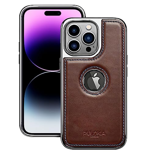 PULOKA Chrome Leather Back Case - Compatible with iPhone 13 Pro Max - Luxury Bumper Case - Flexible Vegan Leather - Electroplated Sides & Logocut - Full Camera Protetection & Raised Edges - Brown (B0C3ZSXR83) Amazon Price History, Amazon Price Tracker