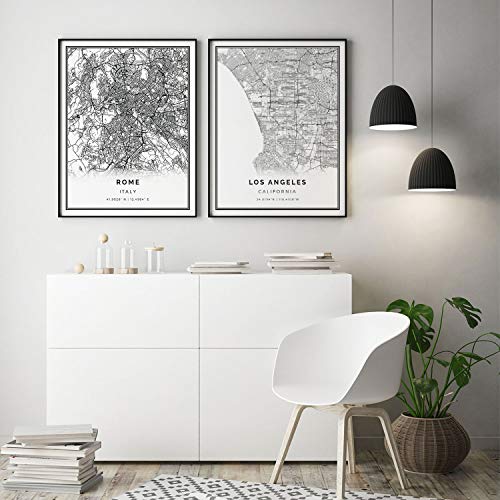 Squareious Rome Map Poster Print | Modern Black And White Wall Art | Scandinavian Home Decor | Italy City Prints Artwork | Fine Art Posters 8.5X11 #TOP3