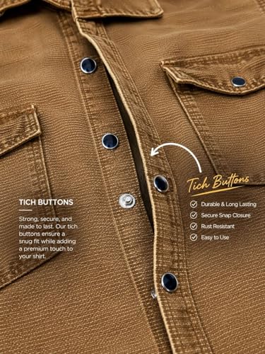Image of Men's Slim Fit Western Denim Shirt with Dual Chest Pockets - Long Sleeve Button-Down Casual | Smart Casual Fashion Wear |Durable Tich snap Buttons.