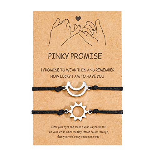 Sun and Moon Best Friend Bracelets for 2 Couples Matching Bff Friendship Pinky Promise Distance Bracelet Going Away Gifts for Friends Sister Women Men Girls Teen