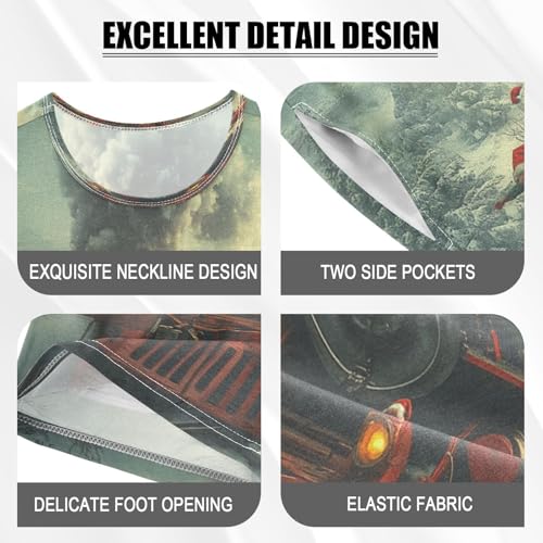 ALAZA Train Santa Claus Merry Christmas Pajamas Set Short Sleeve Cotton Sleepwear Summer Pjs 2 Piece 5-14Y4