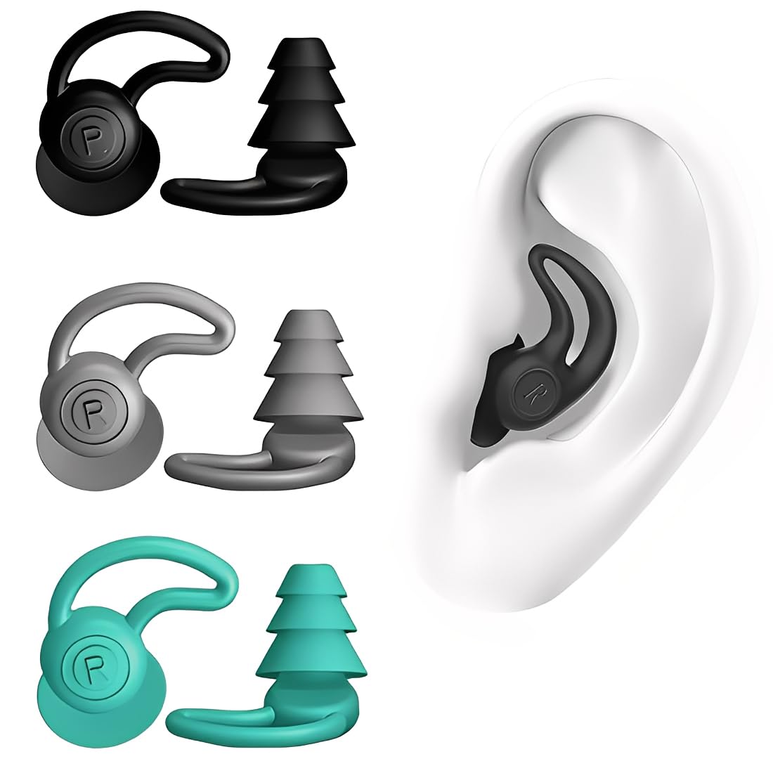 3 Paia Tappi Orecchie Piscina, Tappi per Le Orecchie per Nuoto, Impermeabili Riutilizzabili in Silicone Aggiornati con Riduzione del Rumore Adatti per Attività Impermeabili e a Prova di Rumore