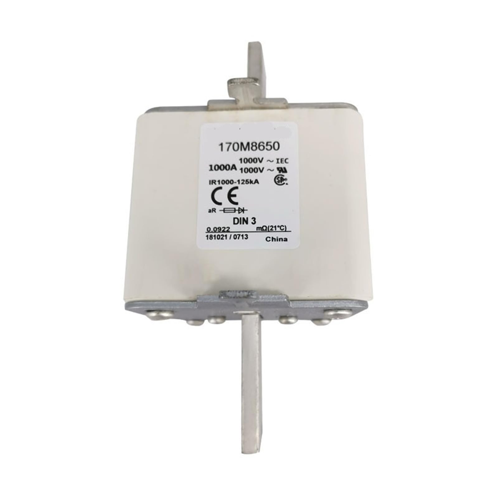 Fusible 170M8650 haute capacité 1000A avec boîtier céramique résistant aux fortes températures