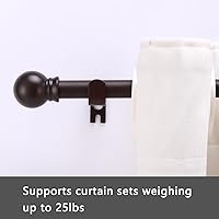 Vista 2 de Barras de cortina para ventanas de 32 a 48 pulgadas, 5/8 pulg. Barra de cortina decorativa de metal resistente marrón con soportes