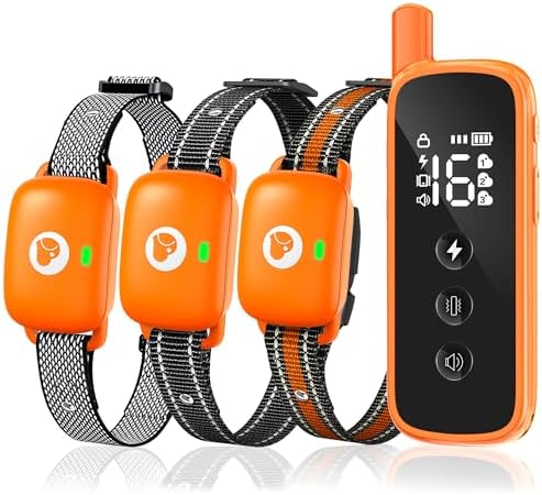 Dog Training Collar - 2600FT Dog Shock Collar with Remote Control, Beep/Vibration/Shock, Security Lock, IP68 Waterproof Rechargeable Electric Collar for All Breeds (Orange)