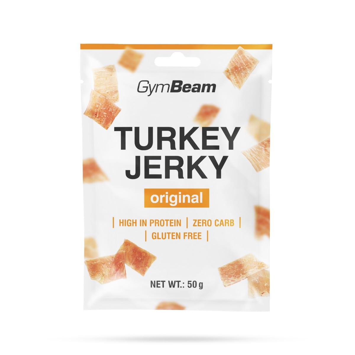 GymBeam Carne Secca di Tacchino, Turkey Jerky 50g, Snack Leggero e Ricco di Proteine, Carne di Tacchino di Alta Qualità, 38,4g di Proteine per Porzione, Gusto Eccezionale, Senza Grassi e Carboidrati - 1