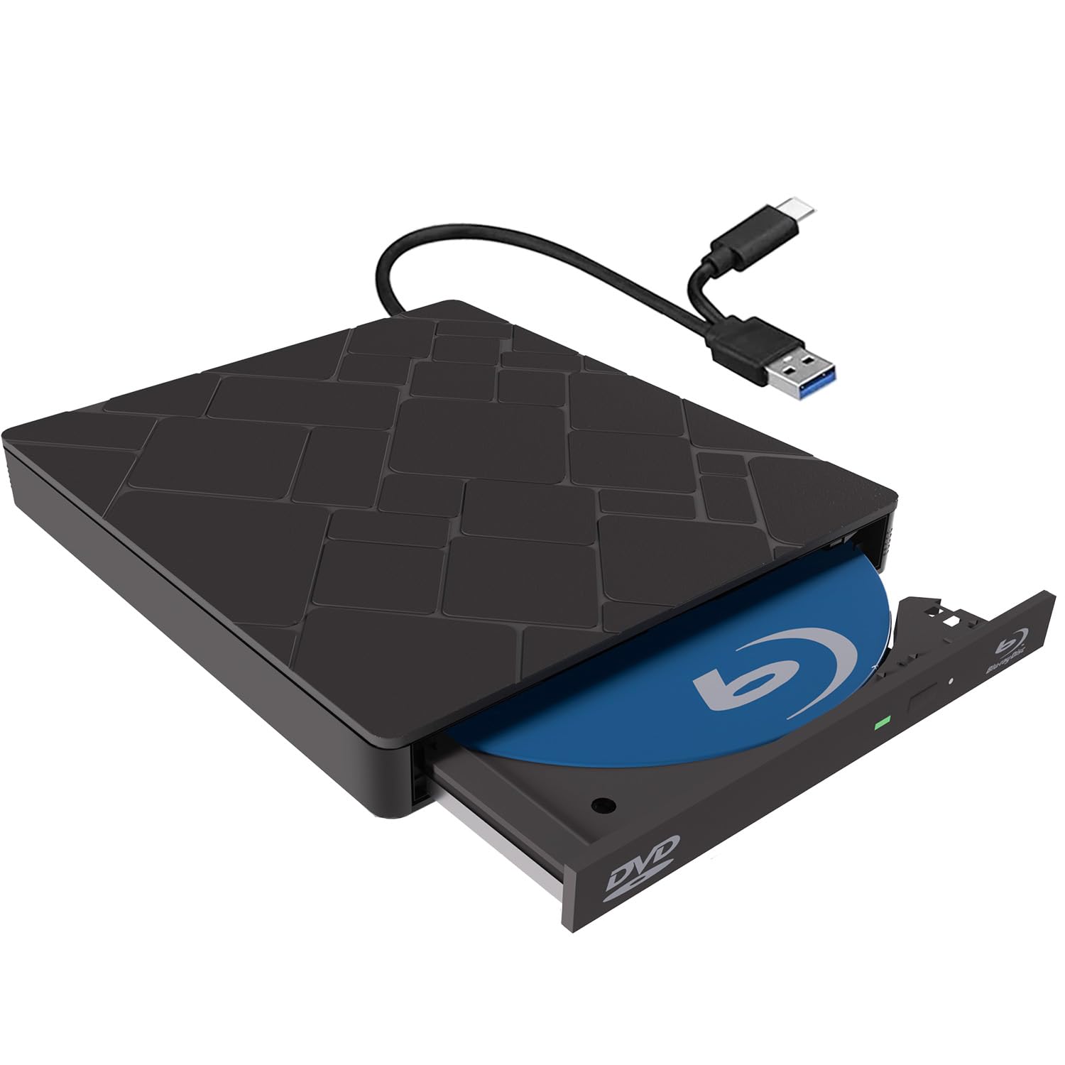 Custom Catch Reproductor Blu-Ray Externo Portátil, Reproductor de DVD/BD Grabadora Blu Ray con USB 3.0 Tipo-C 3D DVD CD Grabadora óptica Bluray Drive para PC Windows 11 10 8 7
