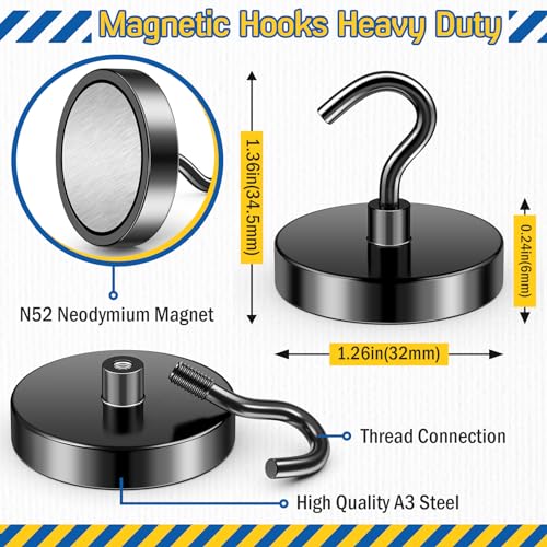 Image of FINDMAG 6 Pack Magnetic Hooks, 110LB+ Magnetic Hooks for Cruise Cabins