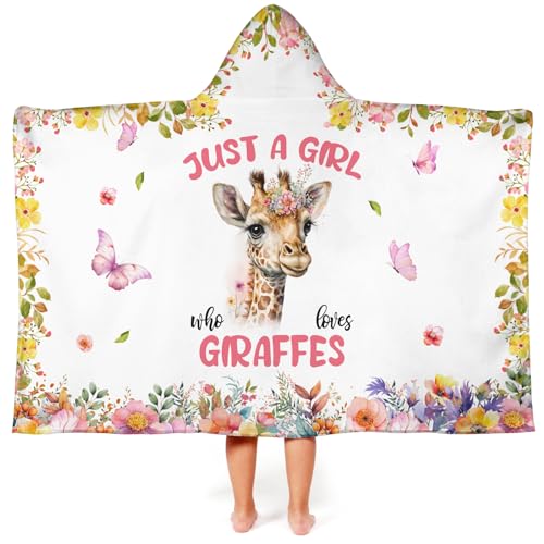 Image of Giraffe Hooded Bath Towels for Girls,Soft Cotton Swimming Shower Beach Blanket (Giraffe)