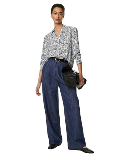 Marks & Spencer Printed Collared Button Through Blouse Blue Mix