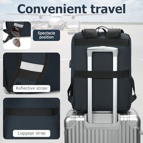 Image of YALUNDISI Vintage Backpack Travel Laptop Backpack with usb Charging Port for Women & Men College Backpack Fits 15.6 Inch Laptop Blue Brown