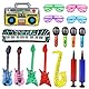 UYUYong 16 Stück Aufblasbare Instrumente Buntes Aufblasbare Gitarre Mikrofone Saxophon Aufblasbares Klavier Aufblasbarer Baß Aufblasbares Radio Gläser + Luftpumpe für Feiern Karneval