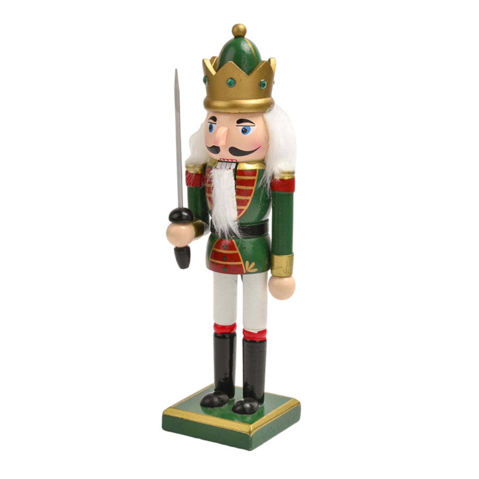 Tsophreniq 25cm Wood Nutcrackers Shaped Figurine Christmas Theme Desktops Ornament Tabletop Statue Party Accessory Holiday Decoration