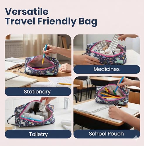Image of Multipurpose Travel Organizer | All-in-One Compact Durable, Lightweight, Waterproof, Bag | Travel Friendly Pouch | Ideal for Stationary, Diaper, Medicines (Fairy Tale Print)
