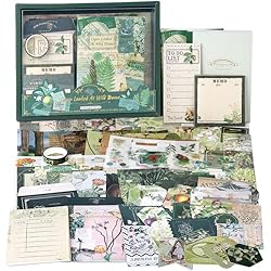 Draupnir Aesthetic Scrapbook Kit, Bullet Junk Journal Kit with Journaling/Scrapbooking Supplies, A6 Grid Notebook with Graph Ruled Pages DIY Scrapbook Gift for Girl Kid - Wonderland of The Forest