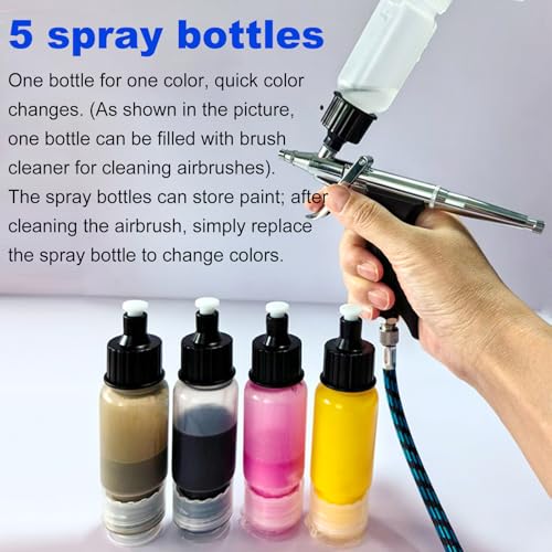 Kit aerografo con compressore, aerografo automatico portatile per pittura, modellazione, trucco e decorazione torte, include 5 flaconi spray