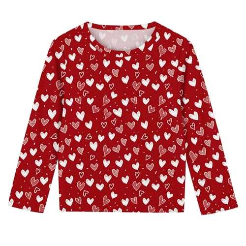Girls Long Sleeve Valentines Shirts Cute Funny Heart Graphic Tee Tops Teen Girls Valentines Outfit Clothes 3-13T3