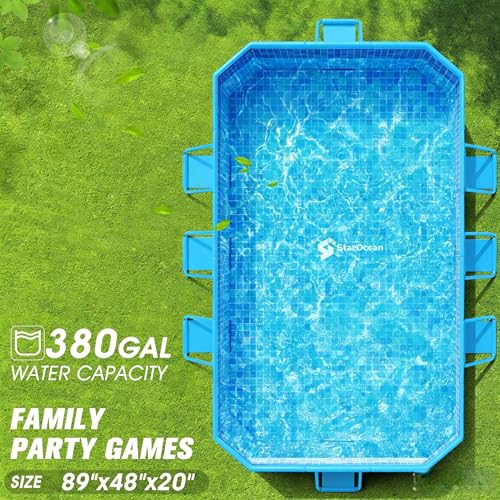 Image of StarOcean 2026 Foldable Pool, Large Non-Inflatable Swimming Pool for Kids,Adult Collapsible Pools Hard Plastic Shell, Oversized Thickened,Portable Folding Kids Pools for Backyard 89 inchx48 inchx20 inch-Dark Blue