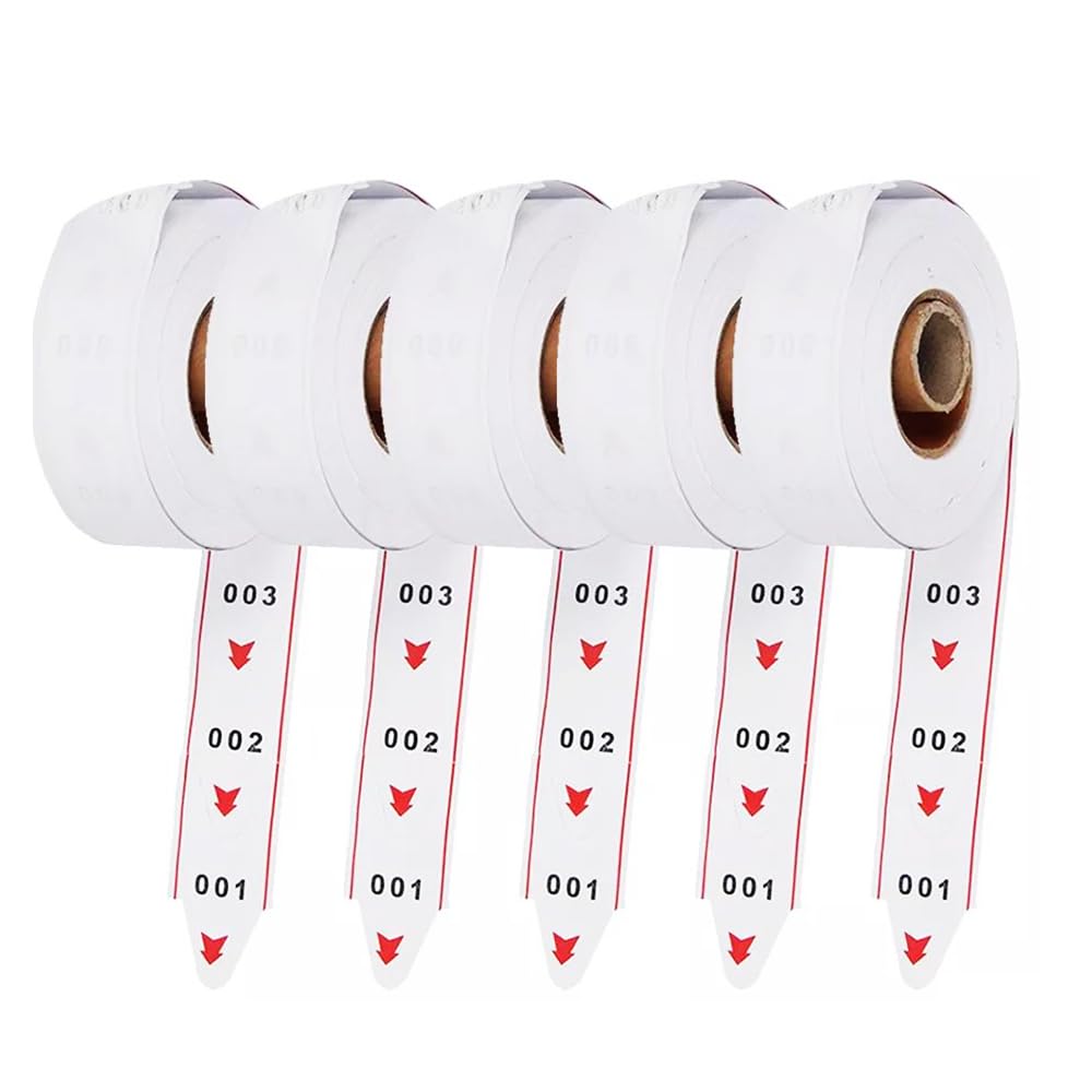 CYSSJF Take-A-Number Tickets (5 Rolls) | 3-Digit, 000-999, 2000 Queue Tickets per Roll | Queue Number Ticket Rolls for Ticket Dispenser | Roll of Tickets for Deli,Butchers,Clinic | 11.3x11.3x4cm